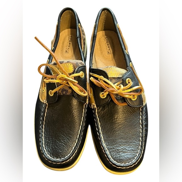 Sperry Top-Sider Black & Gold Leopard Boat Shoes – Size 10 - Picture 3 of 9
